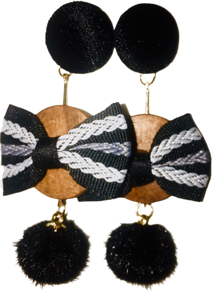 Wood Stock Bow Earrings