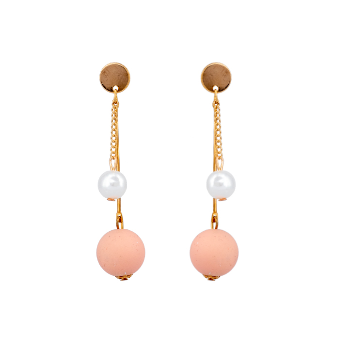 Peach Pearl Joy Earrings front view
