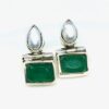 Emerald Slab Pearl Earrings Front View