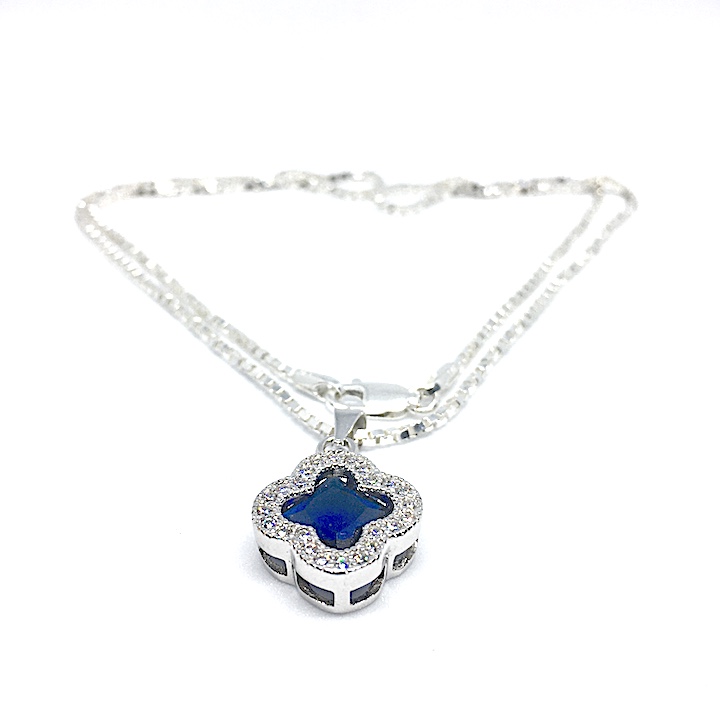 Disney Cinderella Inspired Diamond & London Blue Topaz Necklace in Sterling  Silver 1/10 CTTW | Enchanted Disney Fine Jewelry