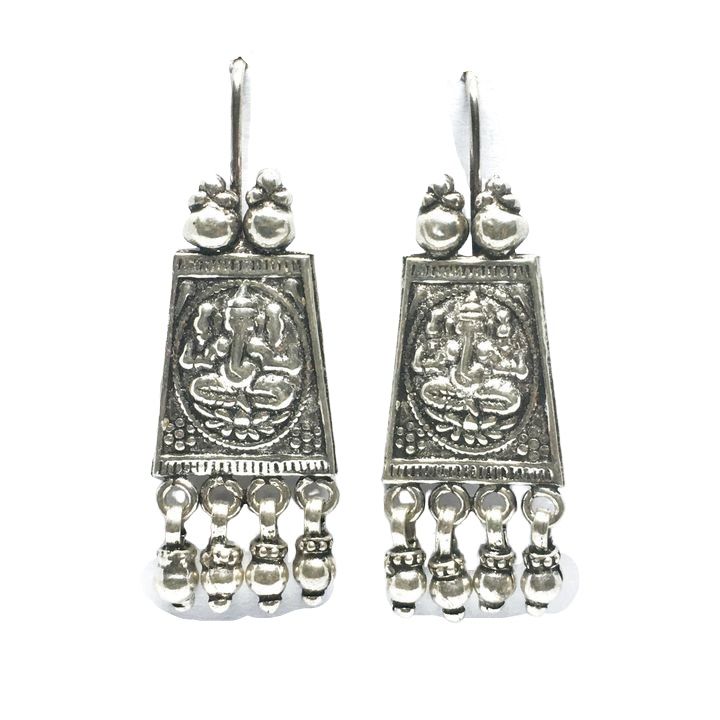 Silver Ganesha Earrings